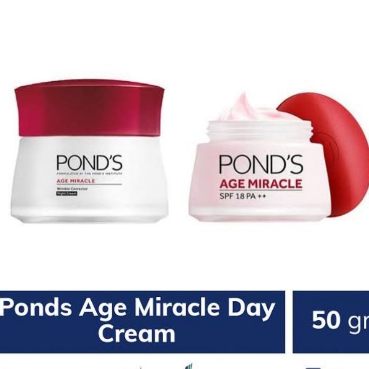 Ponds Age Miracle Facial Foam 10gr / Face Wash / Whip Day 20g / Night Cream 50gr Cream Pond's