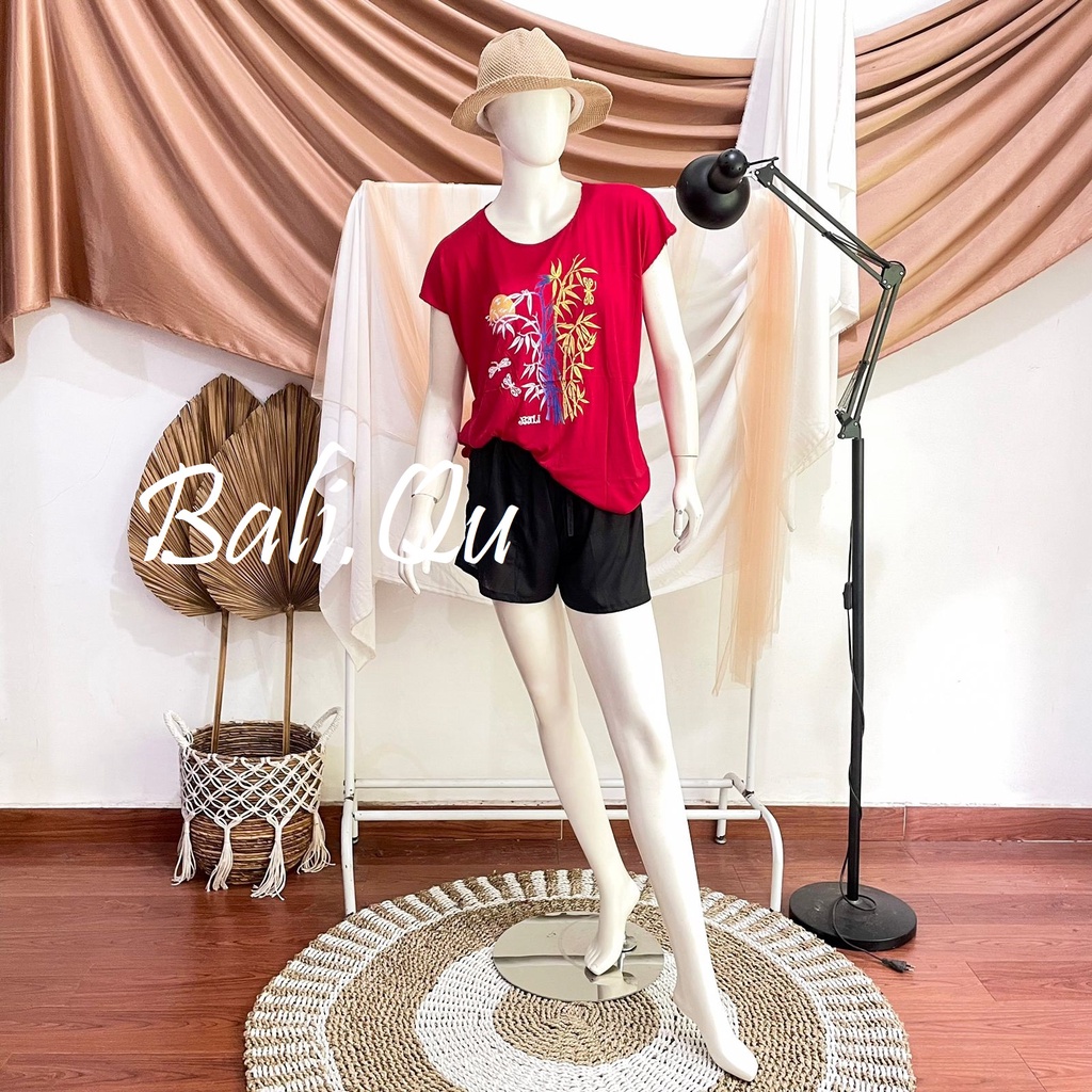 Baju Atasan Kaos Bambu Bali XL Kain Halus-MERAH