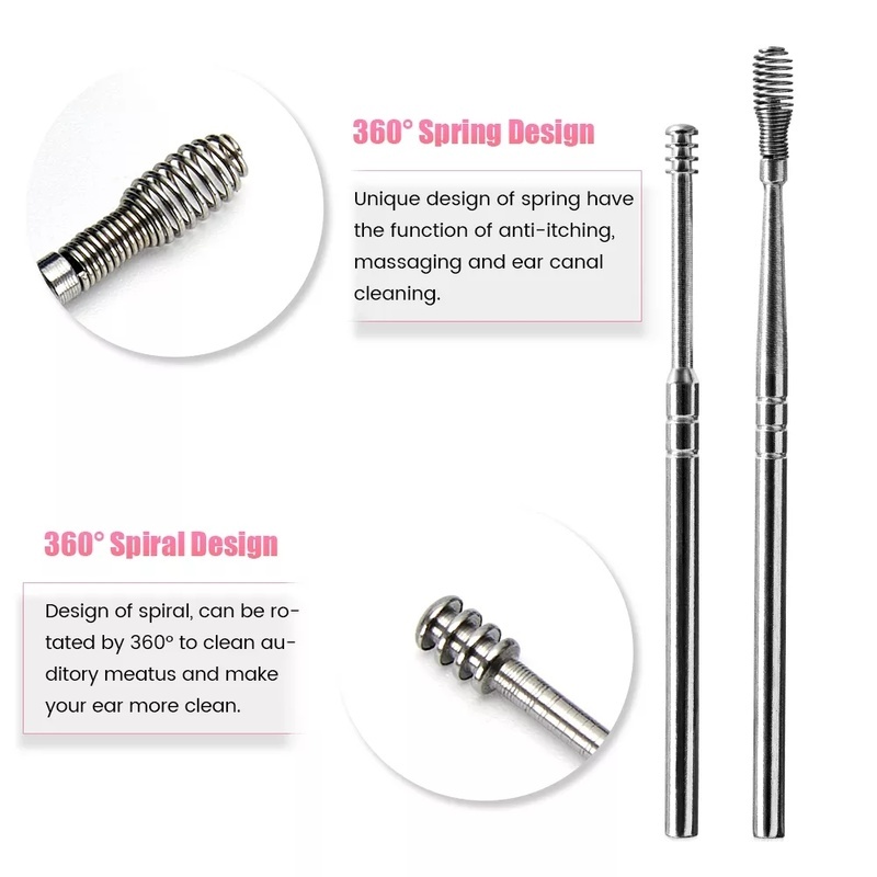 6pcs / Set Alat Pembersih Telinga Multifungsi Bahan Stainless Steel Desain Spiral