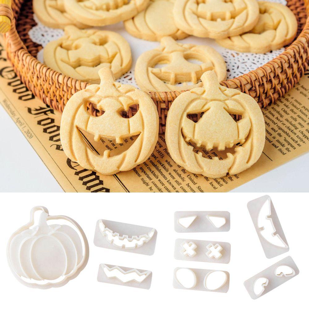 Suyo 9pcs / set Cetakan Kue / Biskuit / Fondant 3D Tema Halloween Bahan Plastik