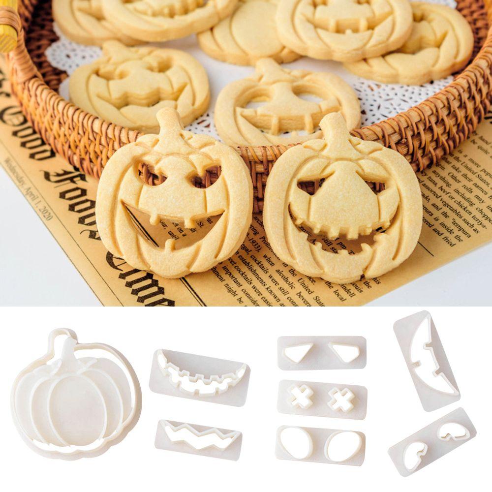 Suyo 9pcs / set Cetakan Kue / Biskuit / Fondant 3D Tema Halloween Bahan Plastik