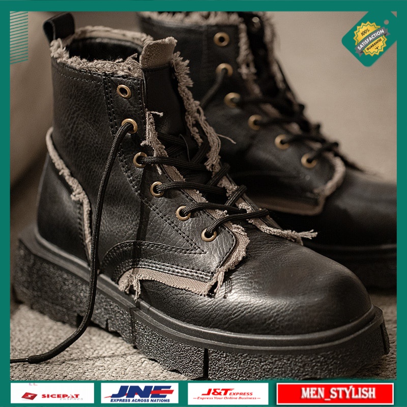 Sepatu Pria Boot Casual Maden Men Ankle Martin Boots Retro British Style Thick TPR Big Sole Work Boo