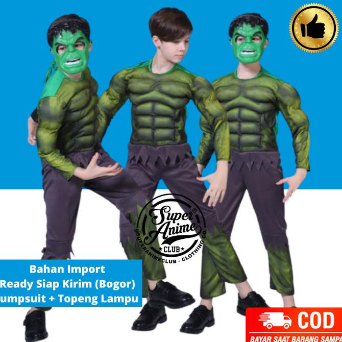 [COD] Kostum Hulk Superhero Anak Import Otot Busa Baju Ultah Karakter Laki KOMPLIT Kode 285