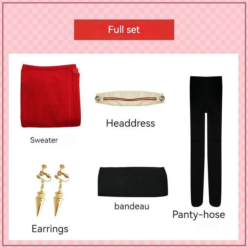 【Wetrose】Spy X Family Yor Forger Daily Red Top Cosplay Costume Dress Sweater Set