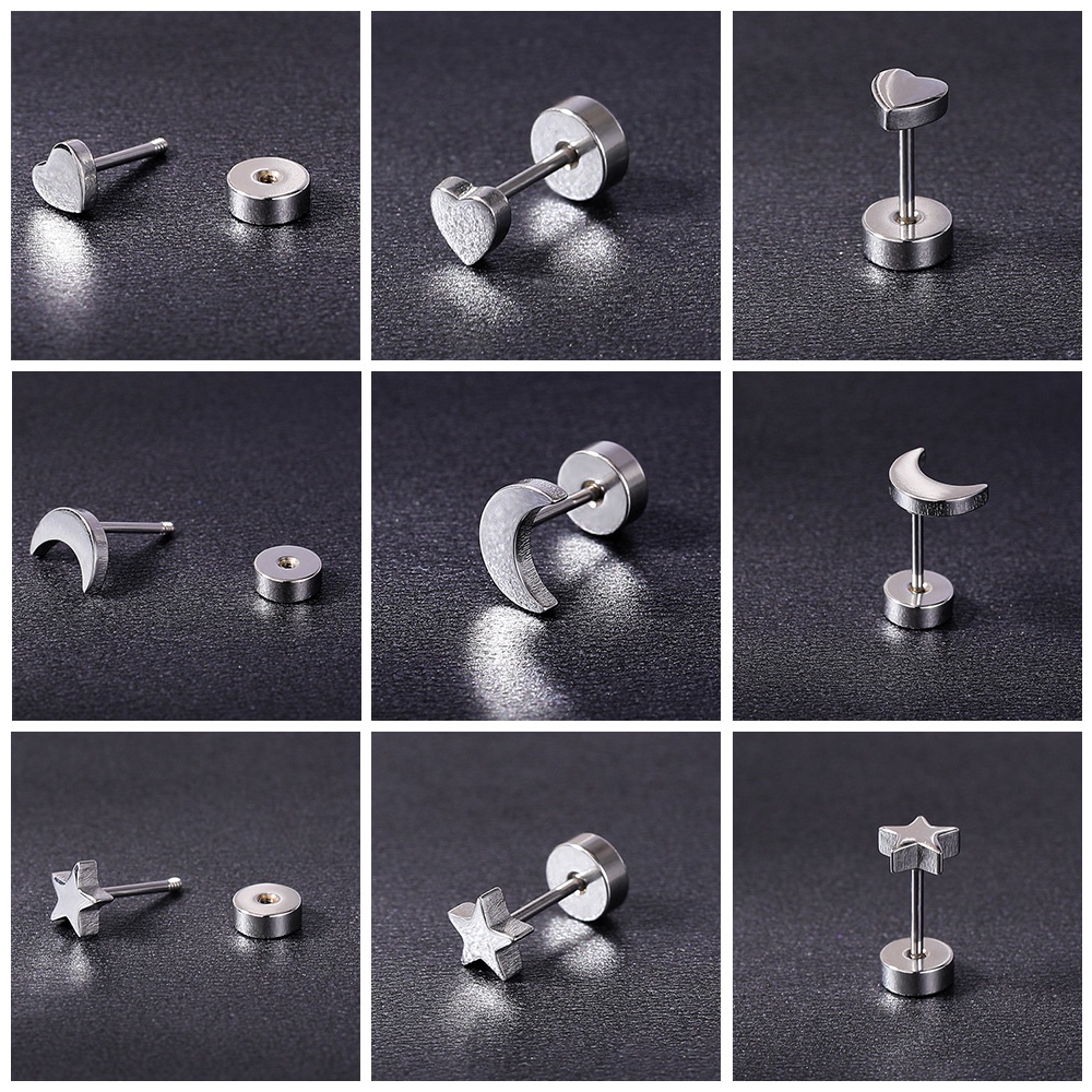 1 Pc Anting Stud Kristal Bentuk Bunga Mawar Kupu-Kupu Bahan Stainless Steel