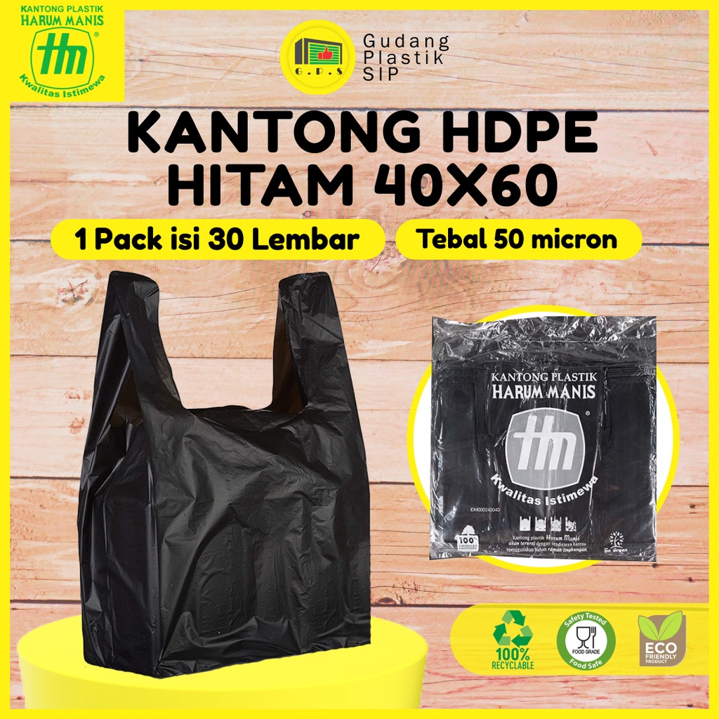 Kantong Plastik Kresek Hitam Tebal UK 40X60 HDPE