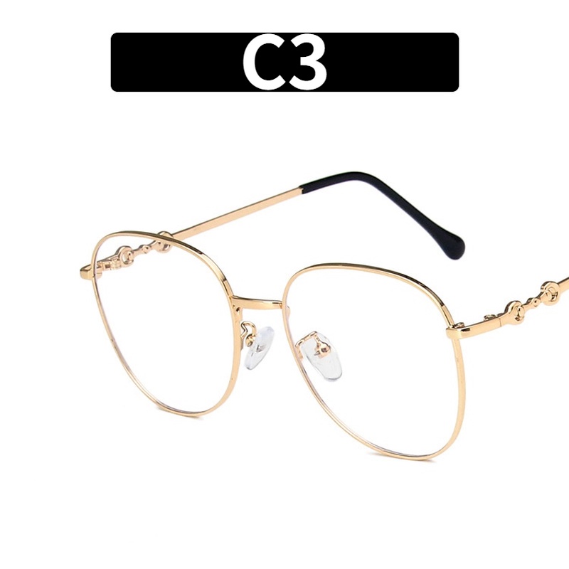 (YUZHU) COD Fashion Baru Logam Anti Blue Light Horsebit Desain Aviator Glasses Perempuan