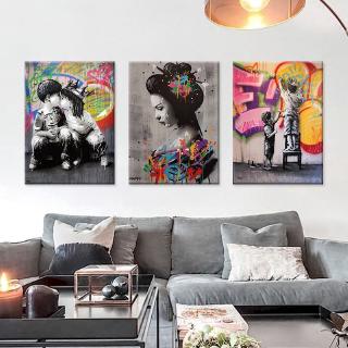 Lukisan Poster Karakter Graffiti Abstrak Bahan Kanvas Lukisan Poster Karakter Graffiti Abstrak Bahan Kanvas