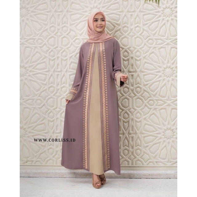 DUBAI ABAYA DRESS Baju Gamis Wanita  Terbaru 2022 Gamis TURKI moscrepe mix bordir L XL XXL 3XL 4XL