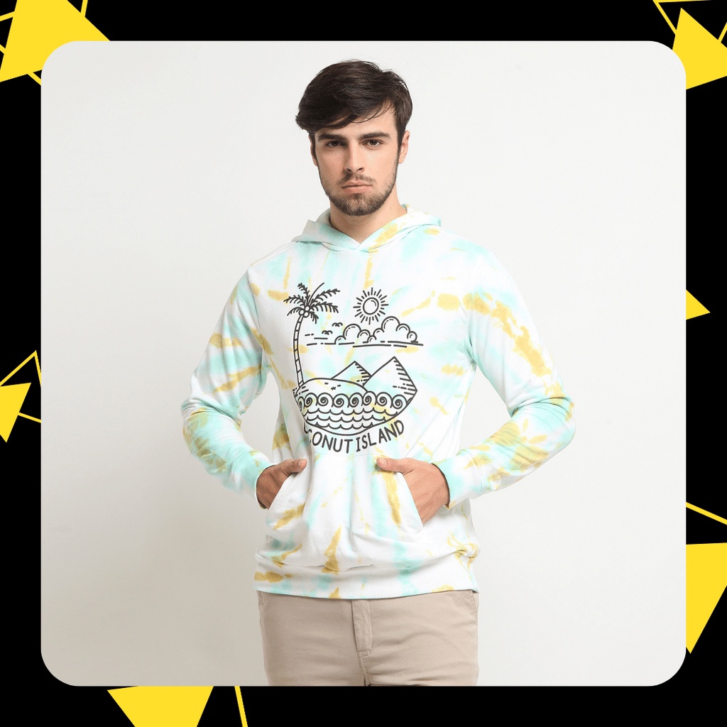Coconut Island Hoodie Untuk Men/Pria - Putih Tie Dye