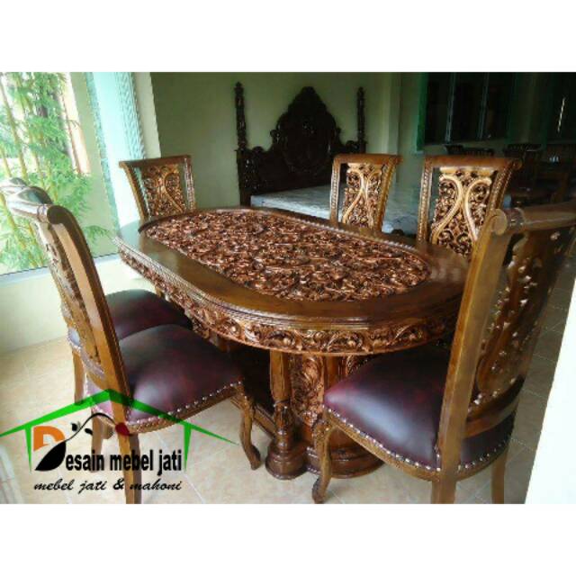 Kursi & Meja makan salina Meja oval furniture jepara