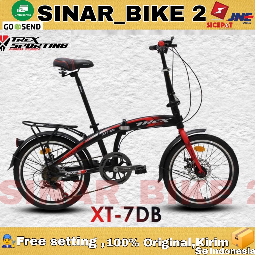 Sepeda Lipat 20 Inch TREX XT-7 DB Double Discbrake 7 Speed Shimano