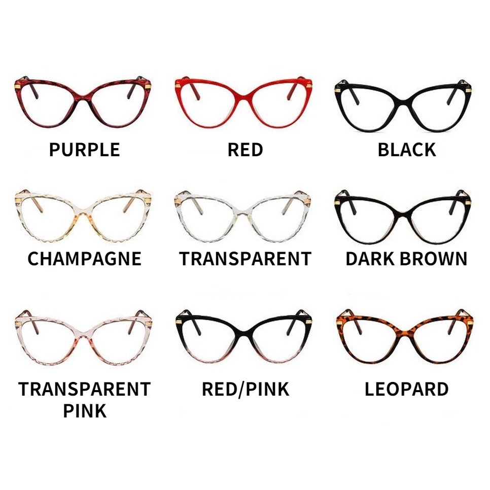 （YUZHU）COD Retro Cat Eye Anti-blue Light Western Fashion Kacamata Lensa yang Dapat Diganti untuk Wanita