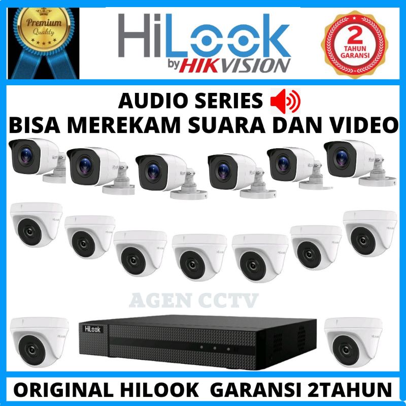 PAKET CCTV HILOOK AUDIO 16 CHANNEL 15 KAMERA 2MP 1080P BISA MEREKAM SUARA DAN VIDEO