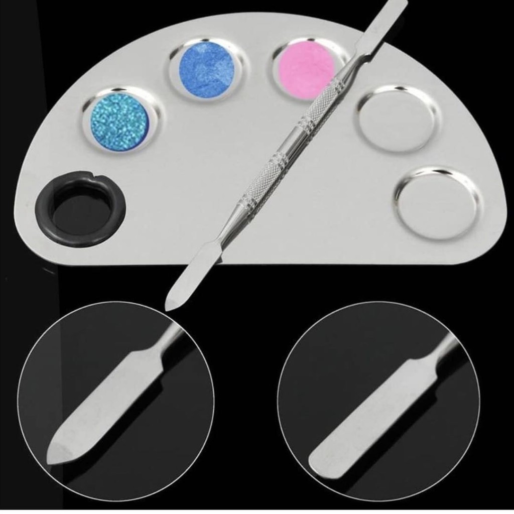 Pallete mixing color makeup pallet painting nailart stainless steel PALLET MIXING MAKEUP HALF ROUND SETENGAH LINGKARAN PALET MAKE UP