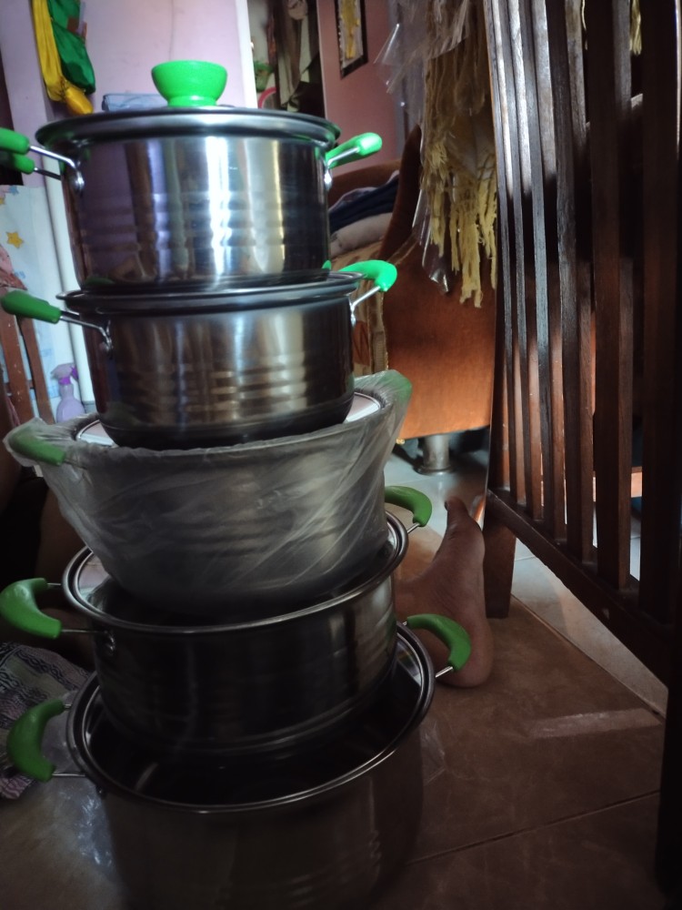 Panci Set Happy Call Stainless 10 Pcs + Tutup Kaca Panci Beranak Tutup Kaca