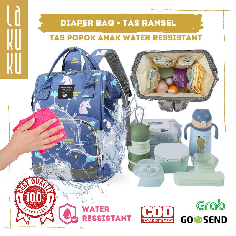 Lakuku - Diaper Bag Tas Ransel Perlengkapan Ibu Anak Bayi Serbaguna Anti Air Water proof