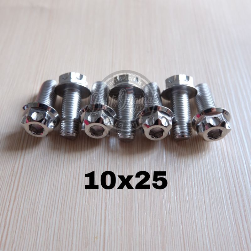 baut probolt 10x25 mm stainless new model drat 14 panjang 2.5 cm 14 silver gs1 gear 2 kunci belimbing heng