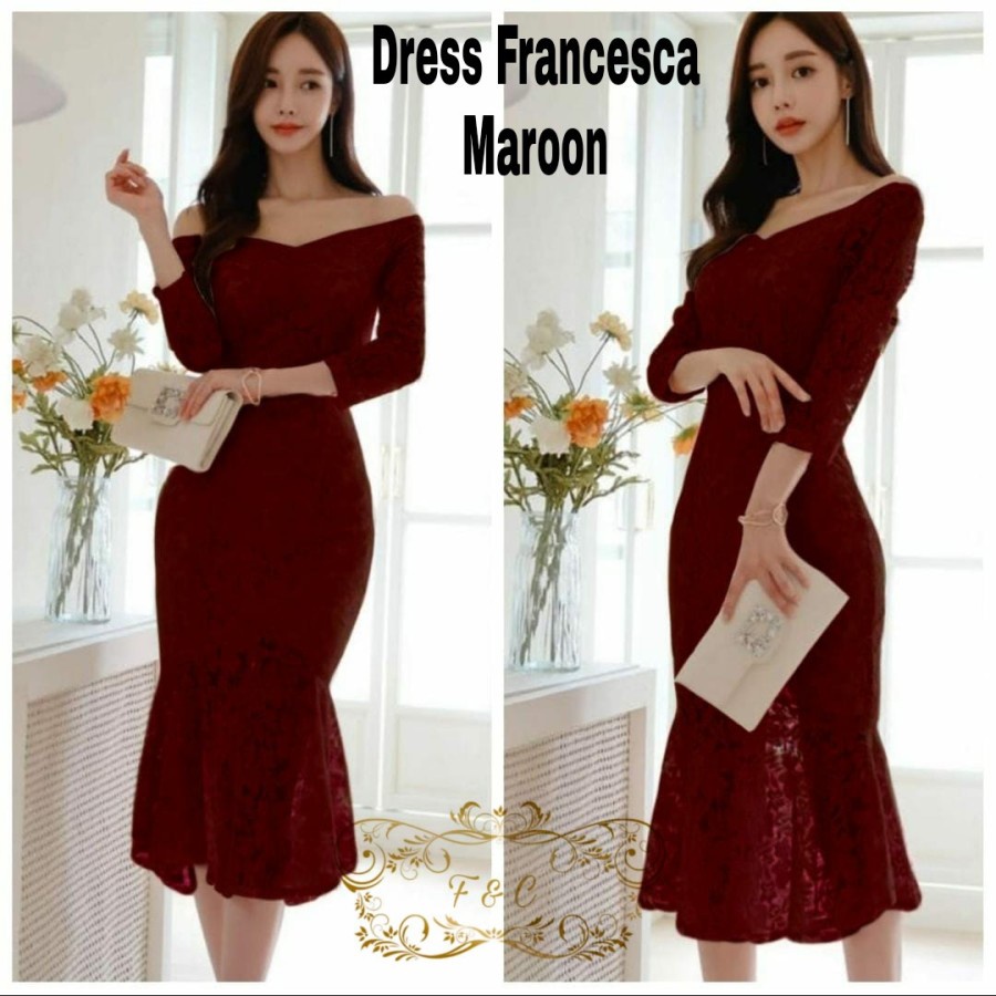 Baju Dress Wanita Korea Casual Dres Sabrina Francesca / Pakaian Cewek Pesta Murah Baju Wanita Kekini
