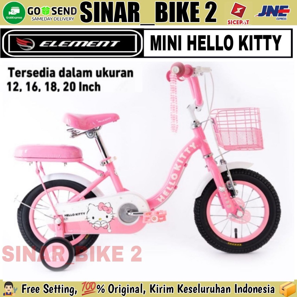 Sepeda Mini Keranjang Anak Perempuan 12,16,18 &amp; 20 Inch ELEMENT HELLO KITTY