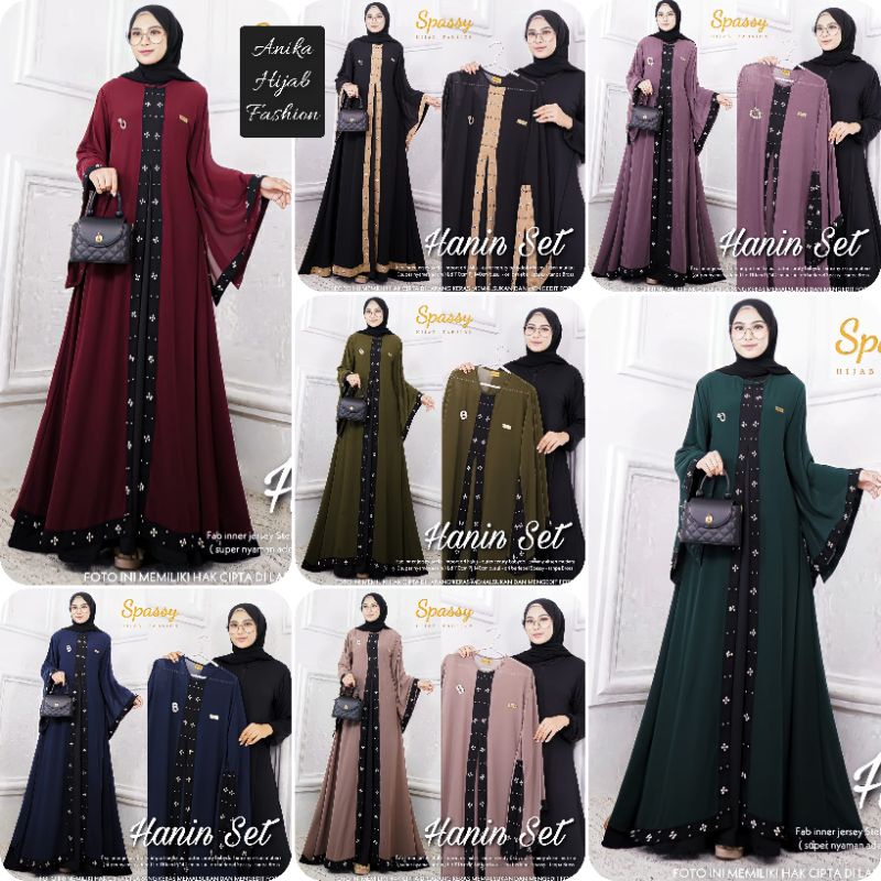 HANIN SET ORIGINAL SPASSYM GAMIS DRESS MAXY JERSEY STELA. DRESS MAXY BUSUI PREMIUM PRODUK BERLABEL