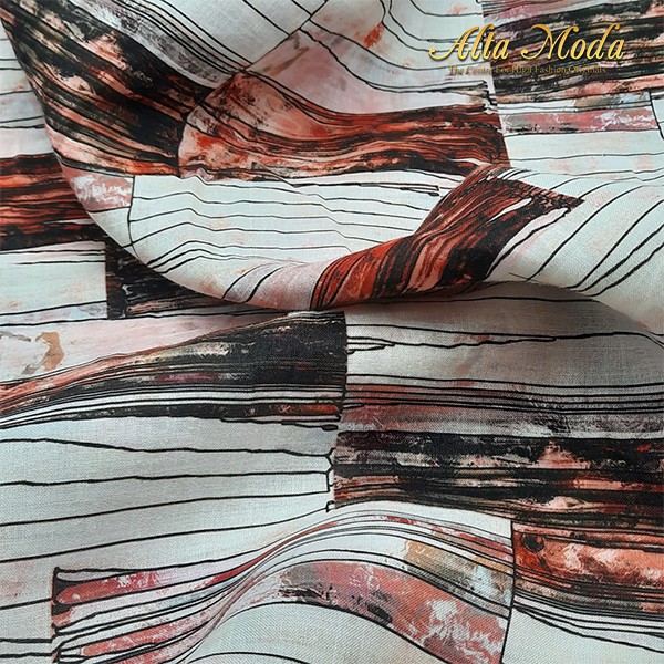 

Alta Moda Linen Motif Fancy Stripe Off White Kain (1 M)