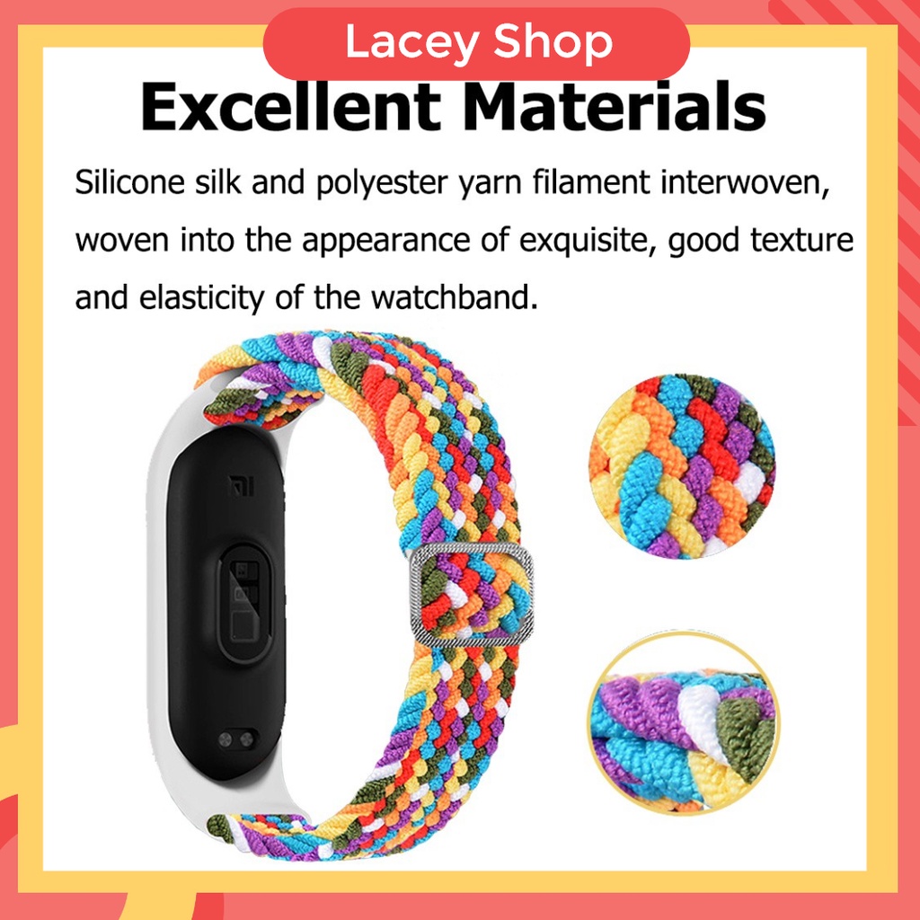 Strap Xiaomi Band Colorful strap Mi Band 3 4 5 6 7 8 Nylon Braided Elastic Buckle Wrist