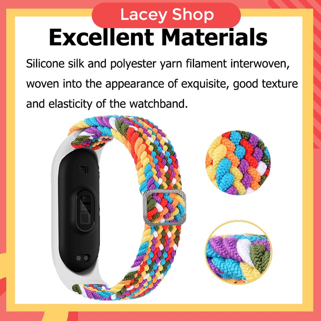 Strap Xiaomi Band Colorful strap Mi Band 3 4 5 6 7 Nylon Braided Elastic Buckle Wrist