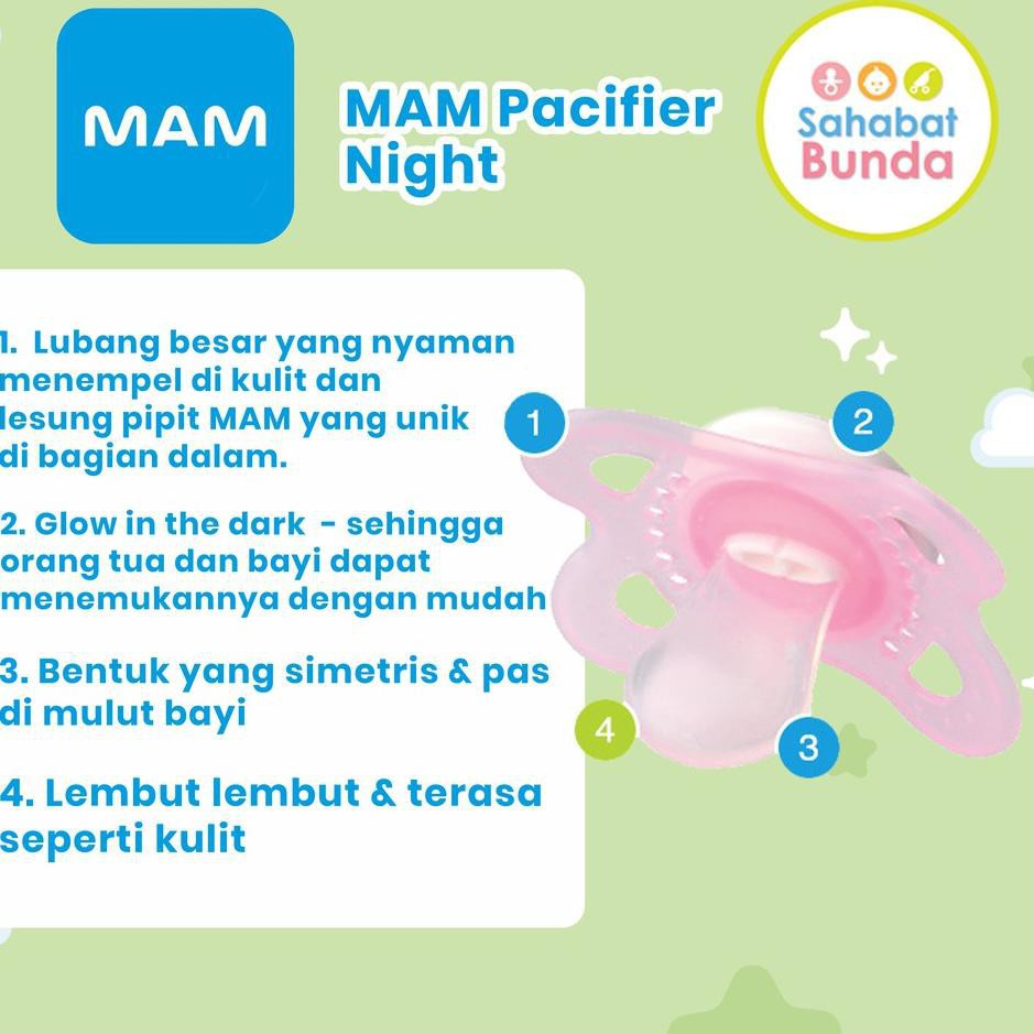 Makassar ! Pacifier / Empeng Bayi MAM Night Soother 0m+ / 6m+