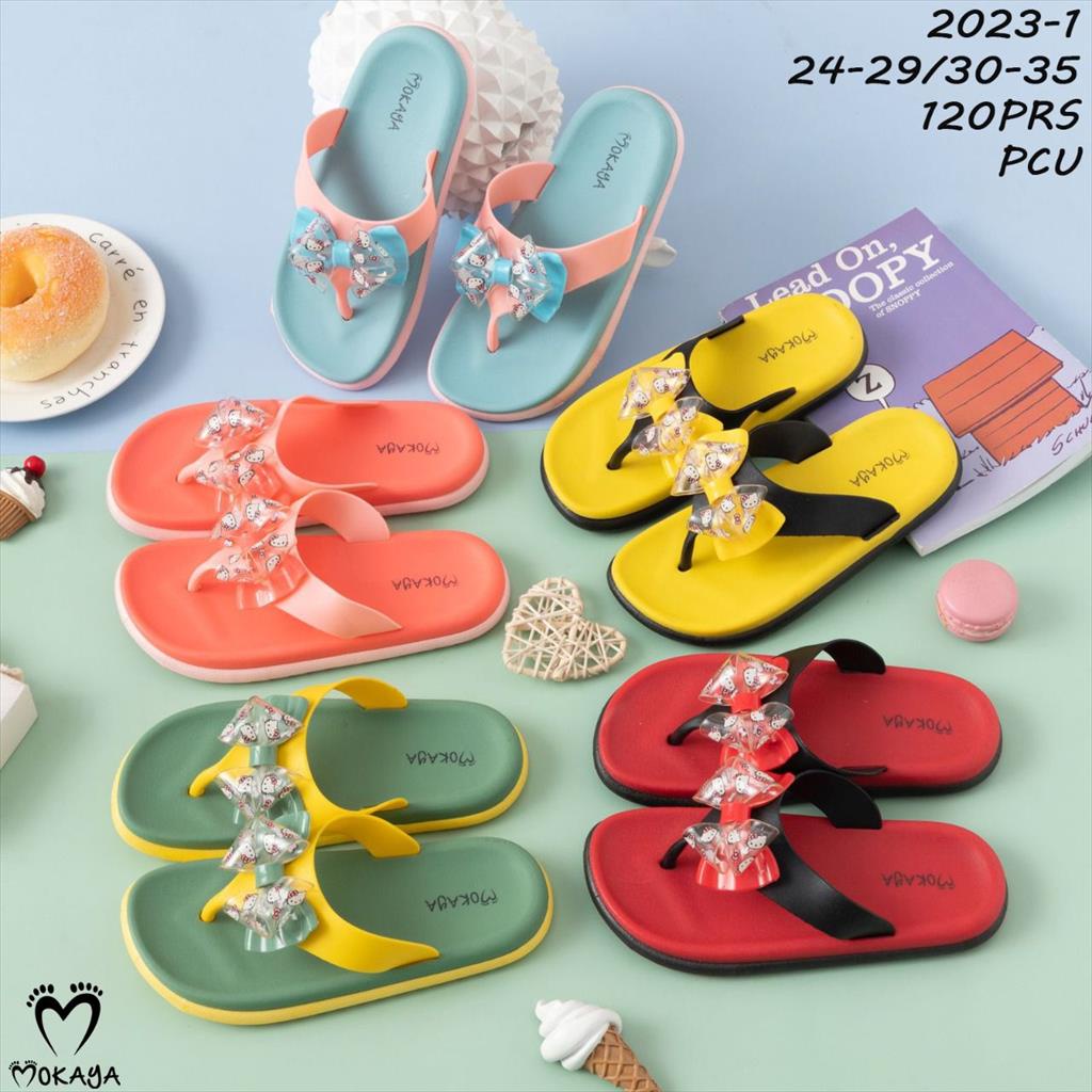 Sandal Jepit Jelly Anak Cewek Pita Transparant Hello Kitty Cantik Super Cute Import Mokaya / Size 24-29 (2023-1)