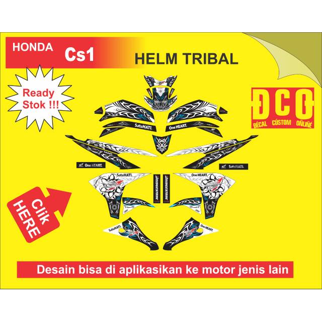STICKER MOTOR DECAL HONDA CS1 HELM TRIBAL