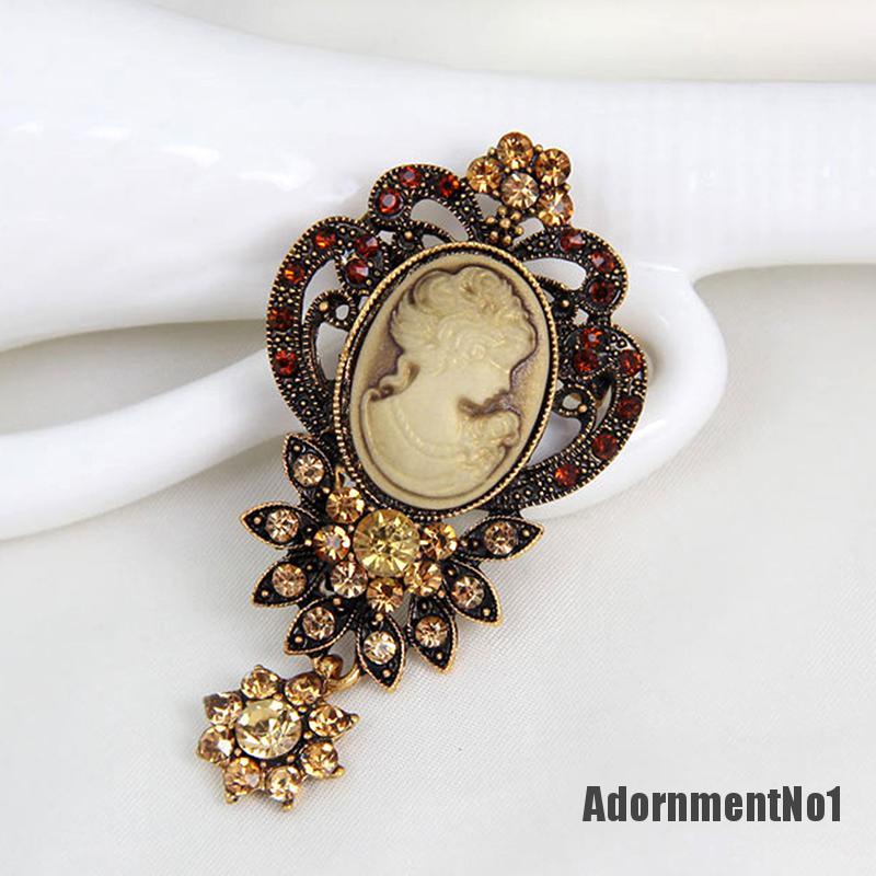 (Adornmentno1) 1pc Bros / Pin Gaya Victoria Motif Cameo Aksen Kristal Untuk Aksesoris Wanita / Pesta Pernikahan