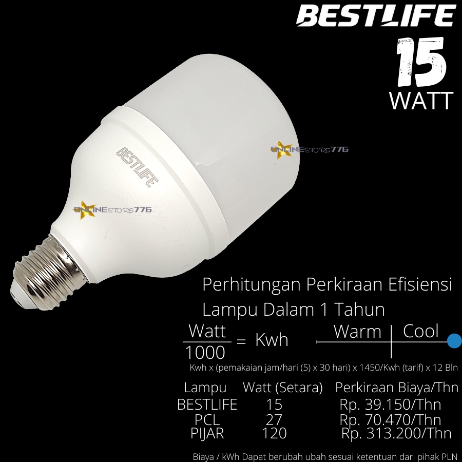 BOHLAM LED BESTLIFE 15WATT / LAMPU LED BESTLIFE TBULB CAPSULE 15W / BOHLAM LAMPU LED 15W / CAHAYA PUTIH / GARANSI 1 TAHUN