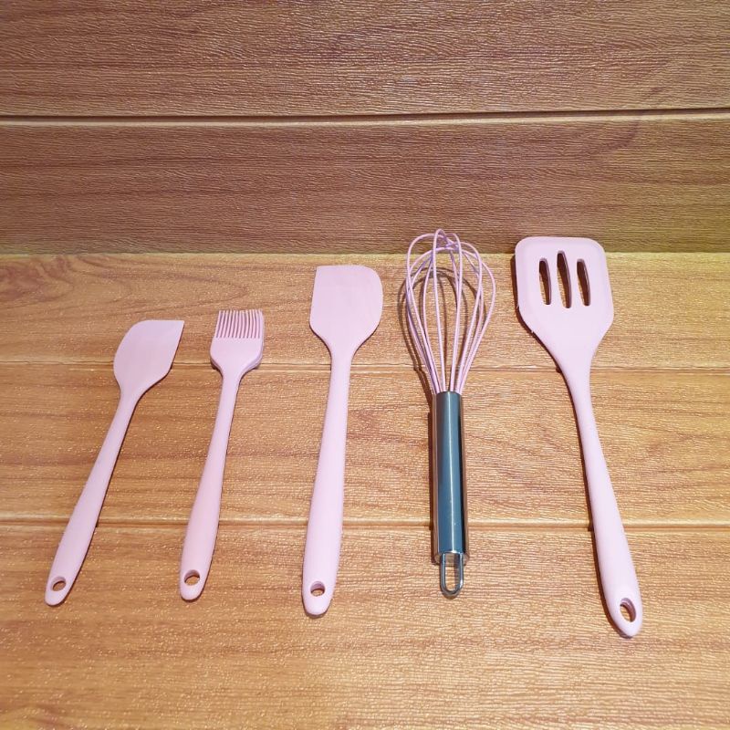 Spatula Sillicon Set isi 5pc / Spatula Set Murah / Easy Baking isi 5pc / Perlengakapan Kue