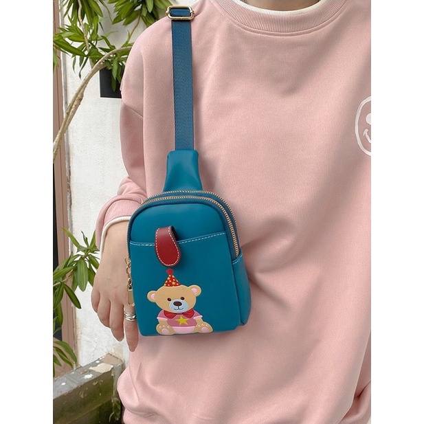 BJ14344 - BLACK/BLUE/GREEN/PINK/WHITE/YELLOW - TAS ANAK REMAJA CEWEK SLINGBAG BEAR TAS ANAK LUCU FASHION IMPORT MODIS ELEGAN TERMURAH TERLARIS TERBARU BAGSTORE JAKARTA TAS BATAM EL4344