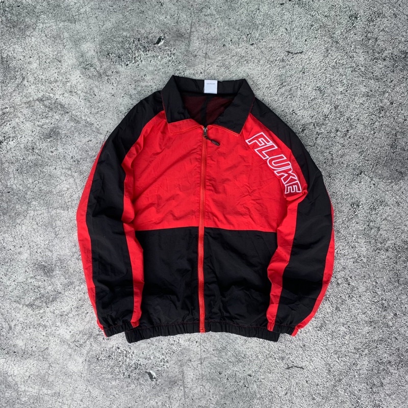 Vtg Fluke Windbreaker Jacket❗THRIFT❗Jaket Vintage Parasut Colorblock Varsity Colourblock Second Prel