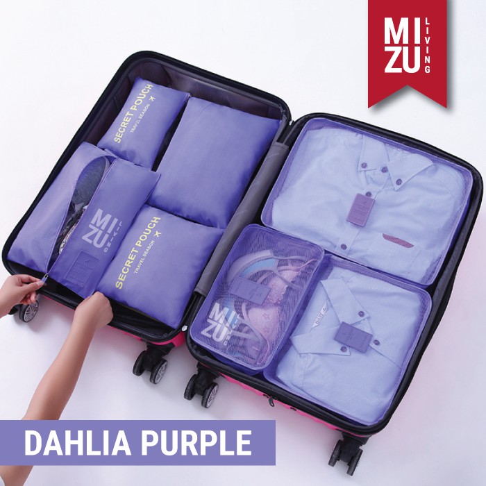 SECRET POUCH Travel Packing Cubes 7in1 Storage Pouch POLOS-DAHLIA Purple