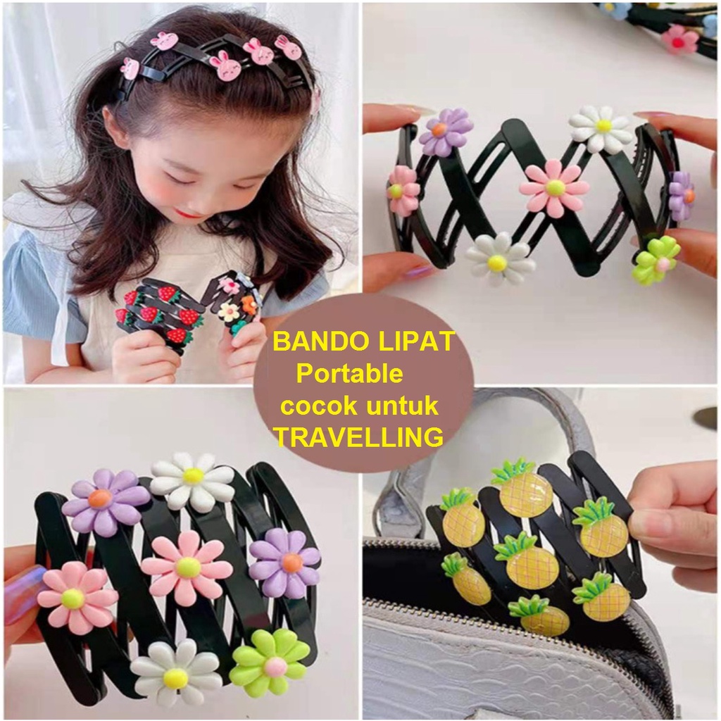 Bando Lipat Korea Fashion Folded Fold Bandana Wanita Anak Headband Aksesoris Rambut Head Band