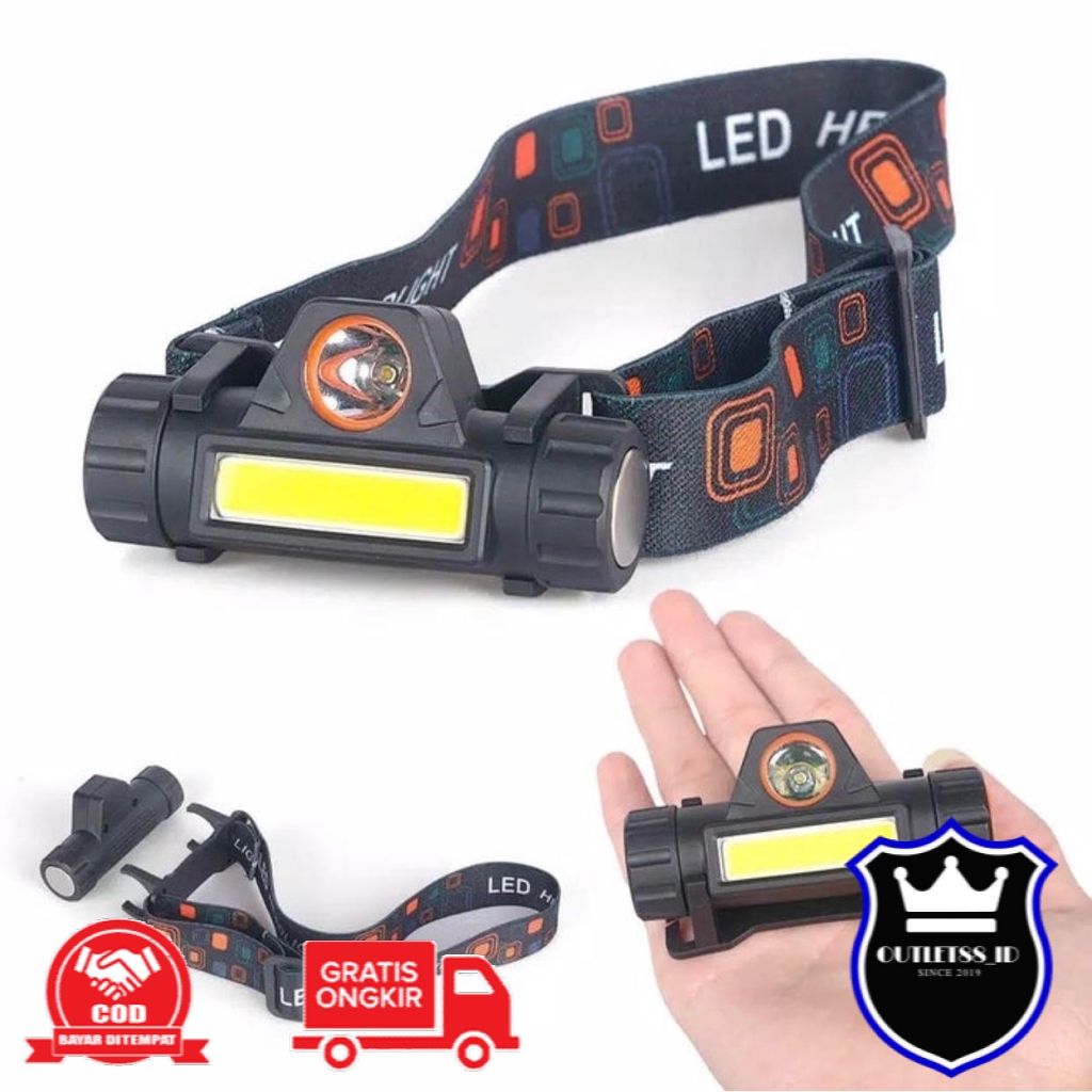 Senter Kepala COB High Power Headlamp Senter Lampu Sorot Charger Senter Kepala Mitsuyama MS 1922 Led
