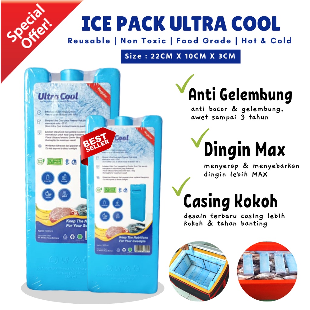 Maslaha Gel Pendingin Vaksin Ultracool Blue Ice Pack Ice Jel Pengganti Es Batu Penjaga Suhu