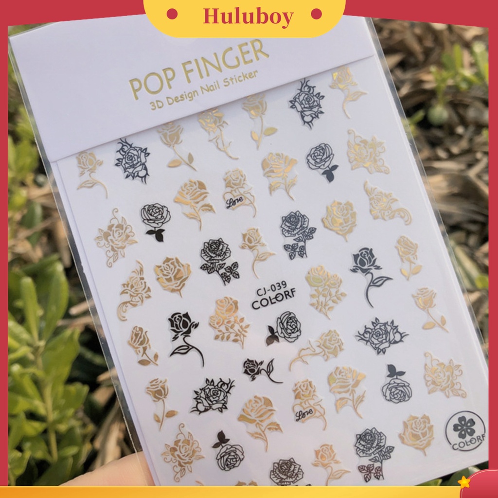 Huluboy Huluboy♡ Stiker Kuku 3D Motif Hati Saturation Valentines Day Untuk Manicure