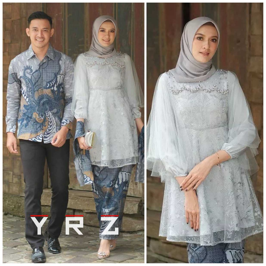 Couple Batik Kebaya Tunik Modern Untuk Acara Tunangan Lamaran Wisuda Kondangan Kebaya Modern 2022 Ke