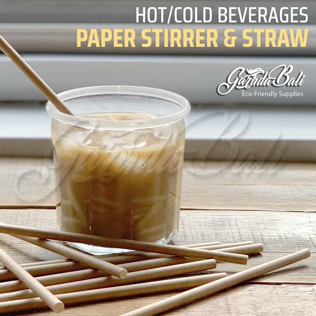 Garudabali Sedotan Kertas Pengaduk Kopi Teh Sendok Paper Wooden Bambu Straw Stirrer Kayu