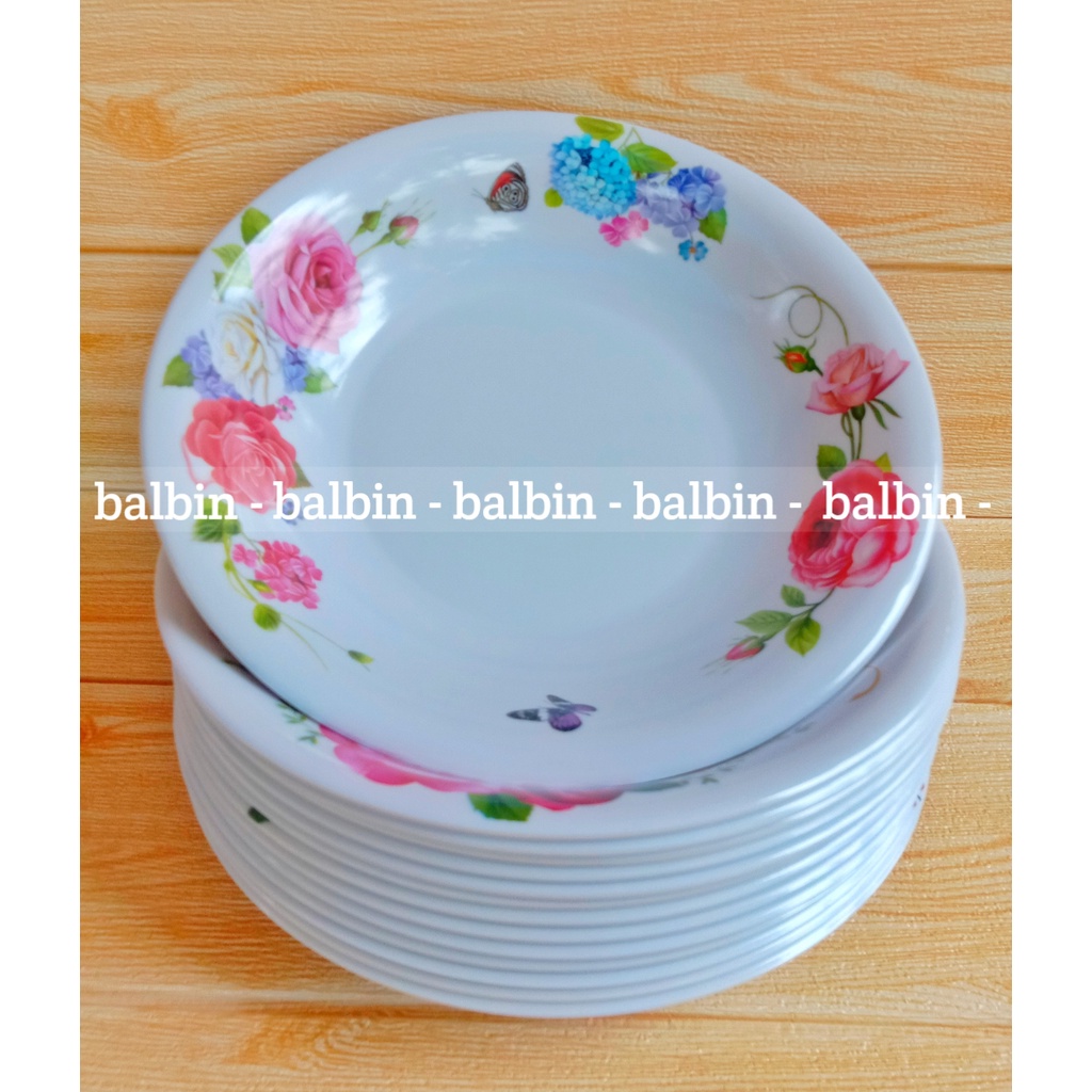 balbin - 3 PIRING MELAMIN 9.INCHI/PIRING MAKAN MELAMINE 9.INC/PIRING MAKAN CEKUNG/PIRING MOTIF FLORA TERBARU-K.A.N - MELAMINE WARE