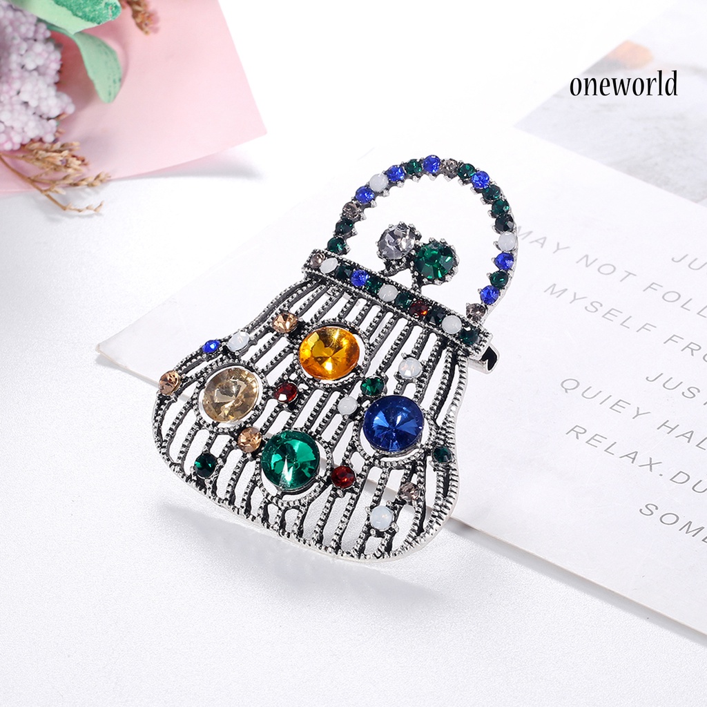 OW@ Brooch Multi-color Decorative Vintage Handbag Shape Lapel Brooch Pin for Party