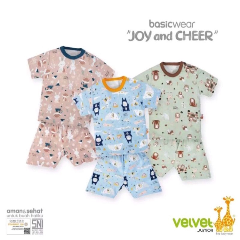 velvet junior terbaru setelan pendek joy and cheer