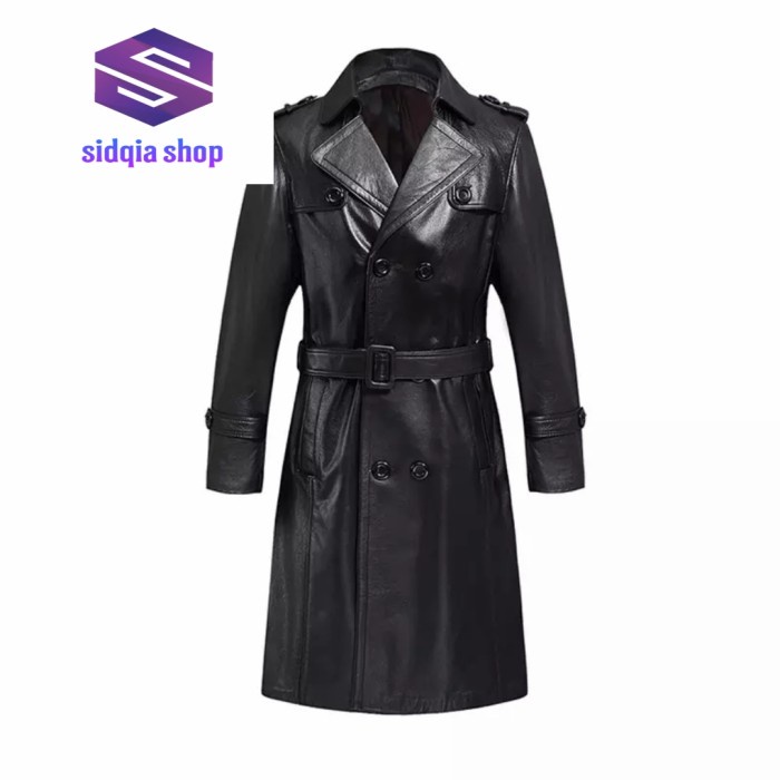 BLEZER/JAS KULIT SINTETIS COAT MODEL TERBARU PRIA/LONGCOAT PRIA KULIT SINTETIS/JUBAH PRIA KULIT SINT