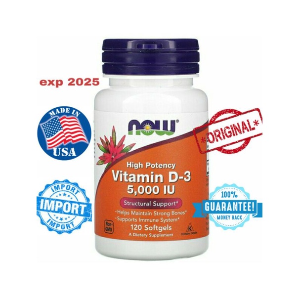 Now vitamin D3 5000 iu 120 softgel - Ready stock vit d3 -  ORIGINAL USA