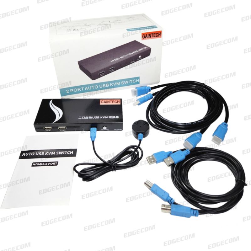 HDMI KVM Switch Auto 2 Port Free 2 pcs Kabel KVM HDMI GAINTECH