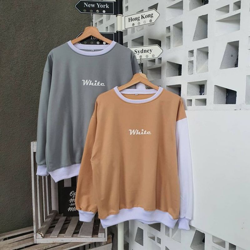 Sweater WHITE XXL/BASIC SWEATER/CREWNECK TEBAL